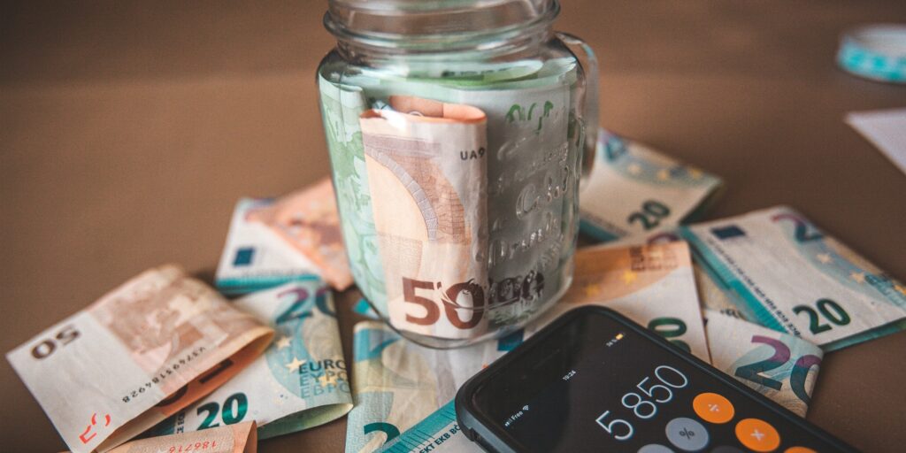Money savings in a jar