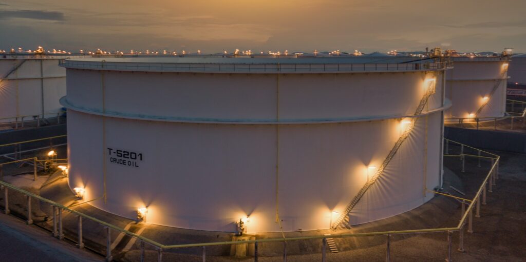 Oil and gas refinery plant form industry zone, Aerial view oil and gas Industrial.