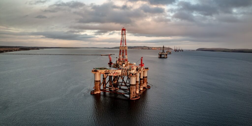 Oil and Gas Rig and Platform at Sea