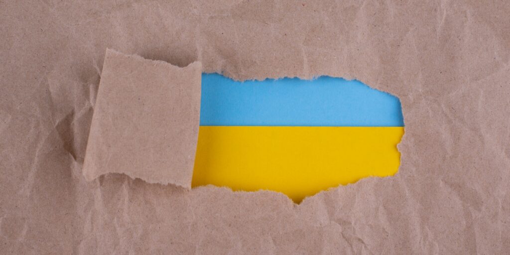 Stop war in Ukraine concept with flag colors