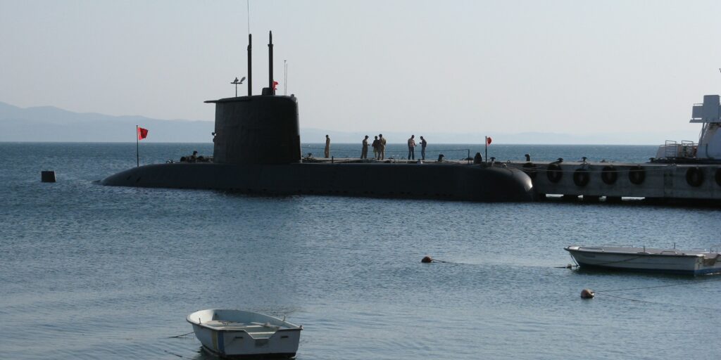 Submarine on the port waiting.
