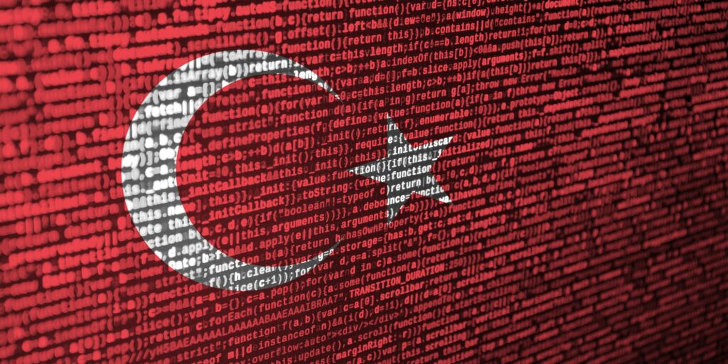 Turkey flag is depicted on the screen with the program code