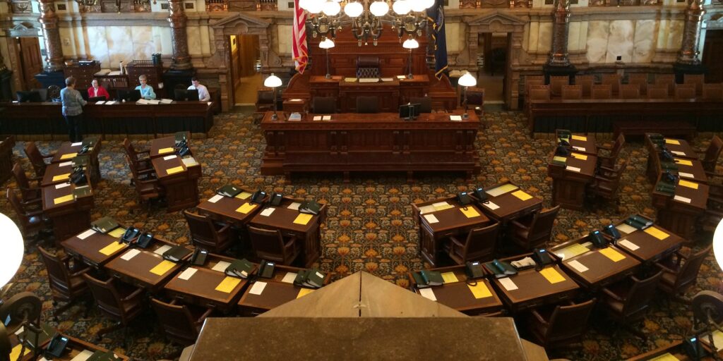 Visiting The Kansas Senate ready for session in Topeka Kansas with USA politics while traveling