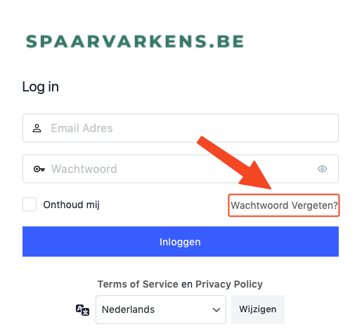 wachtwoord vergeten 