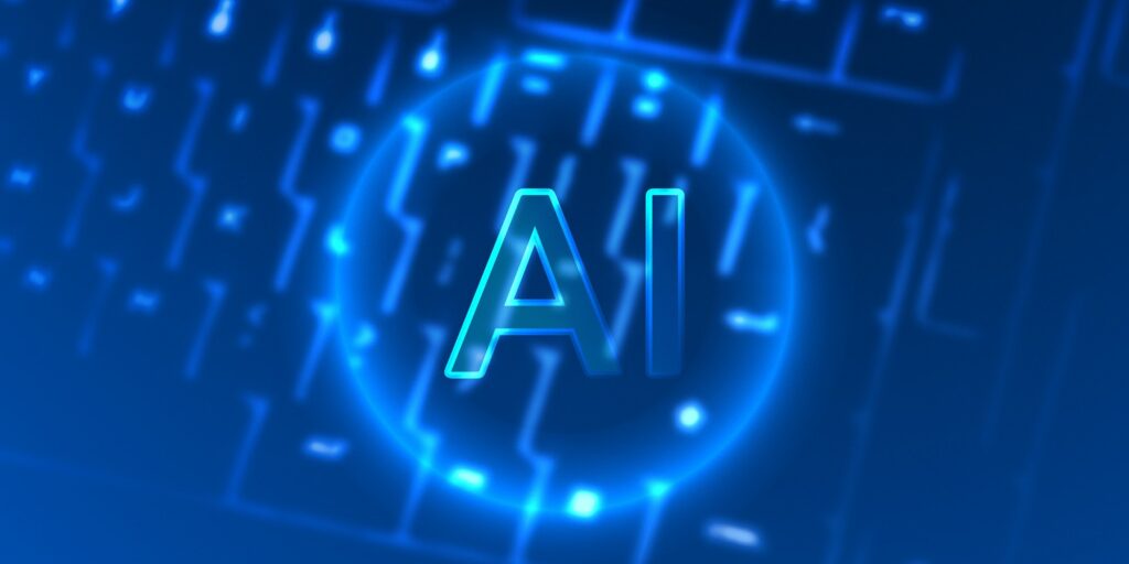 Neon AI on a keyboard