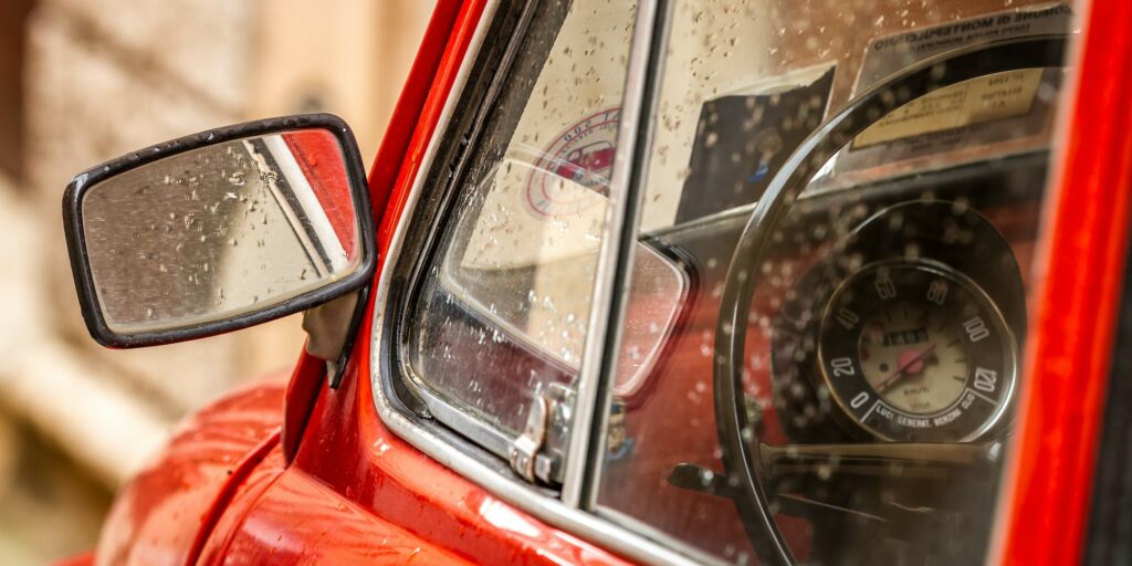 Vintage red car in Italy