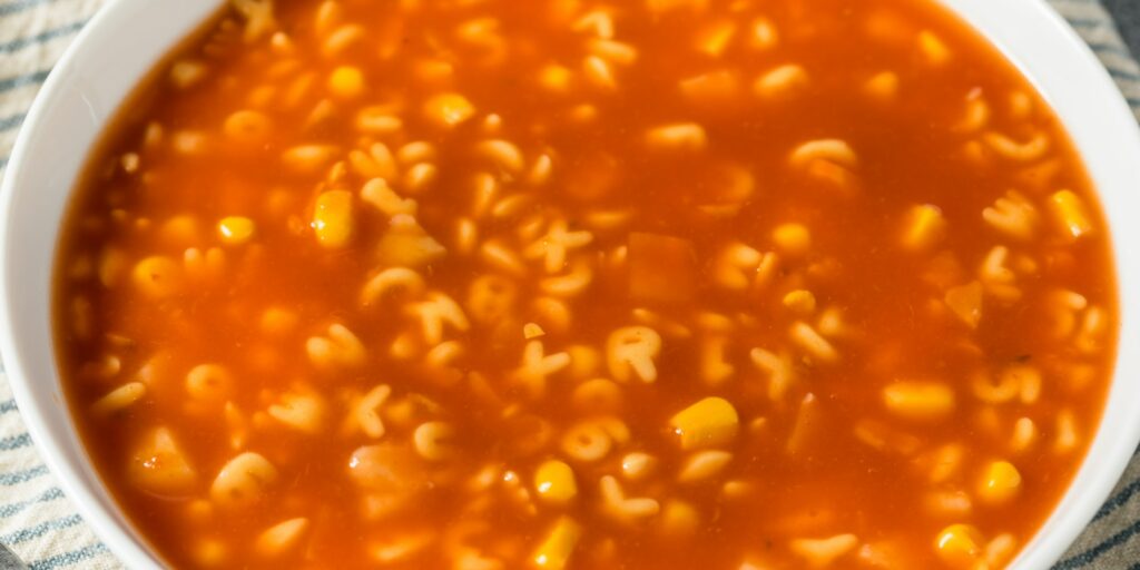 Healthy Organic Alphabet Tomato Soup
