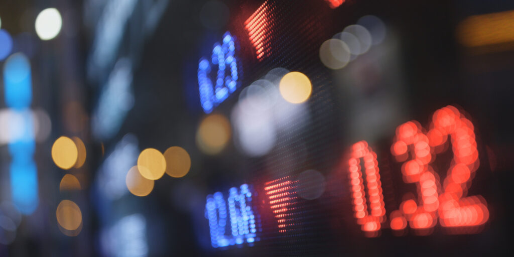 Stock market price display in city