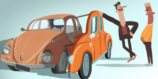 tweedehands auto cartoon