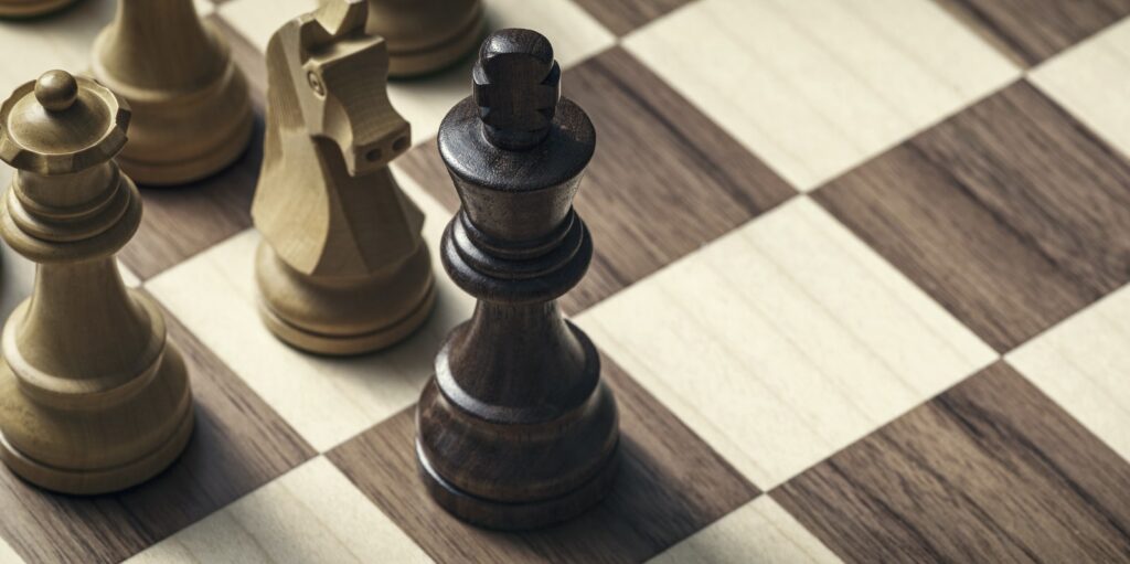 Chess pieces on the chessboard