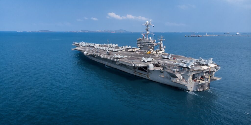 Nuclear ship, Military navy ship carrier full loading fighter jet aircraft for prepare troops.