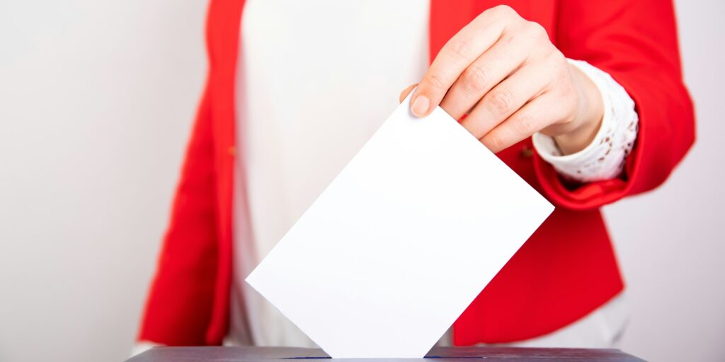Woman votes on election day.