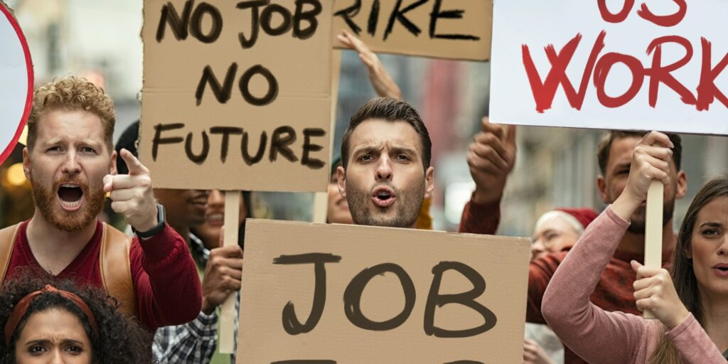 Unemployment strike and protest