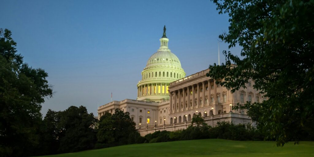 The United States Capitol building in Washington DC, United States of America