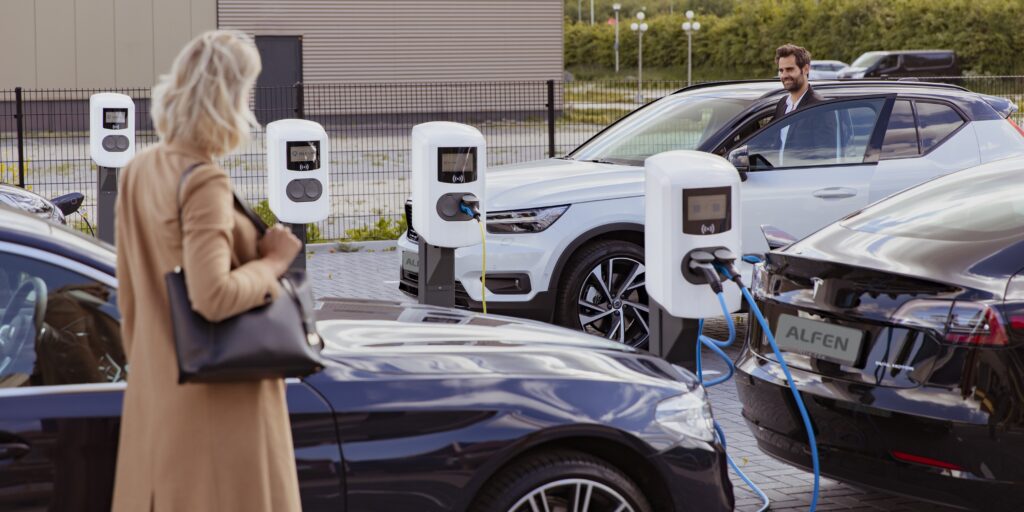 Alfen EV charging Eve Double Pro-line white public parking 2