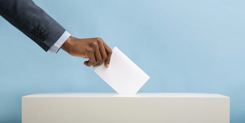 African american man voting for general election in United States