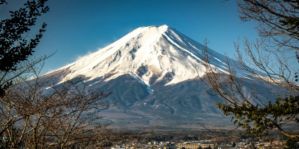 View of Mount Fuji, Fuji san in Japanese, It is well known as the symbol of Japan.