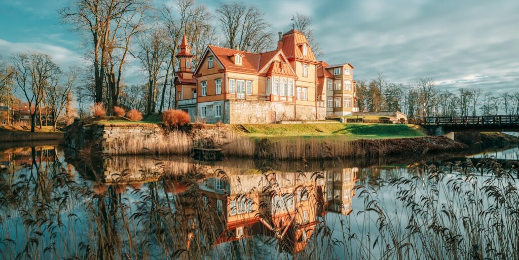 Kuressaare, Estonia. Wooden Nobleman's House In Sunny Day