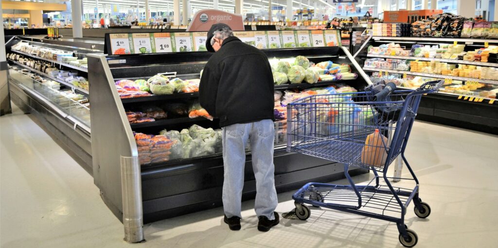Man shopping at grocery store