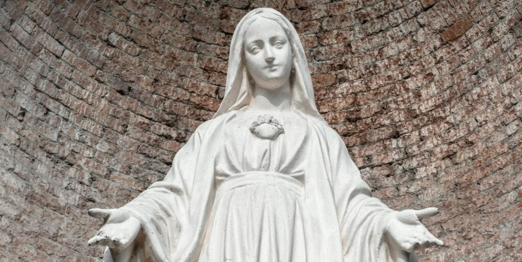Statue in stone of Virgin Mary