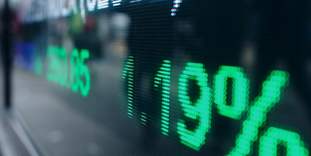 Stock market display in the city