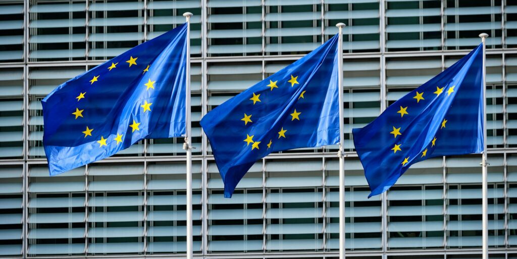 EU flags in front of European Commission