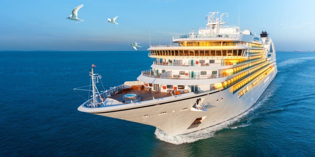 Cruise Ship, Cruise Liners beautiful white cruise ship above luxury cruise in the ocean sea