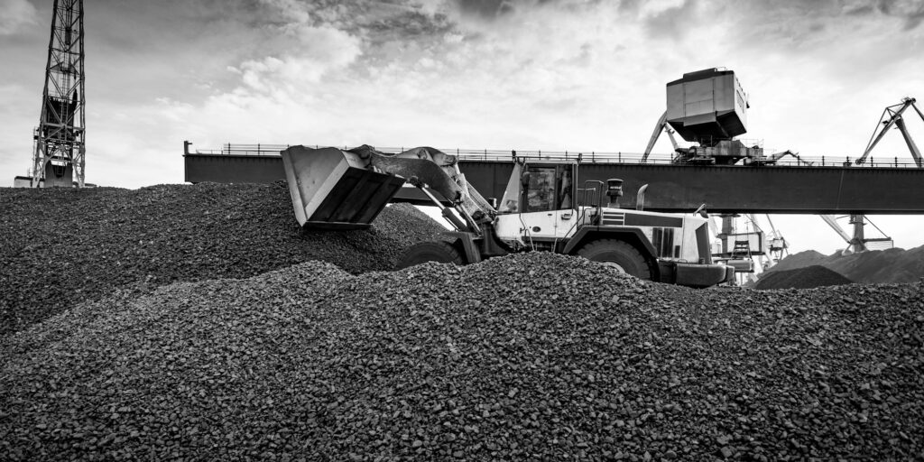 Work in port coal handling terminal.