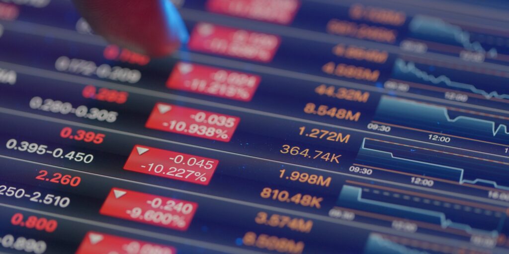 Display showing the stock market recession