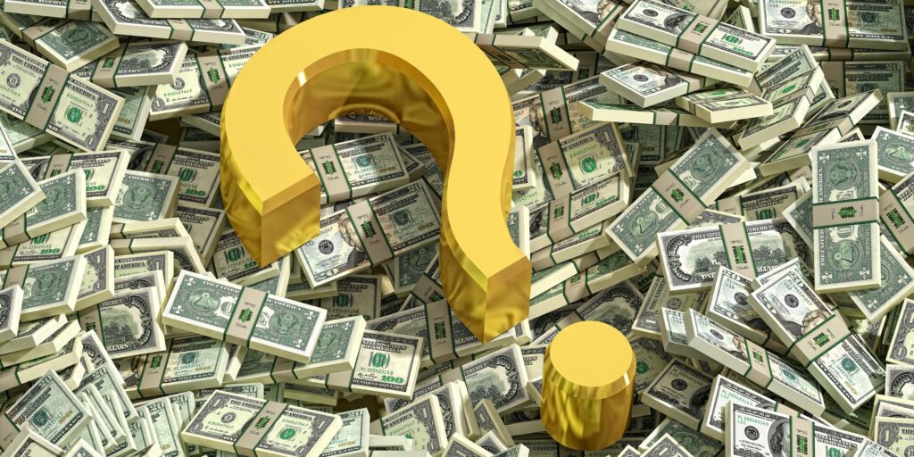 Question Mark on Dollar bills