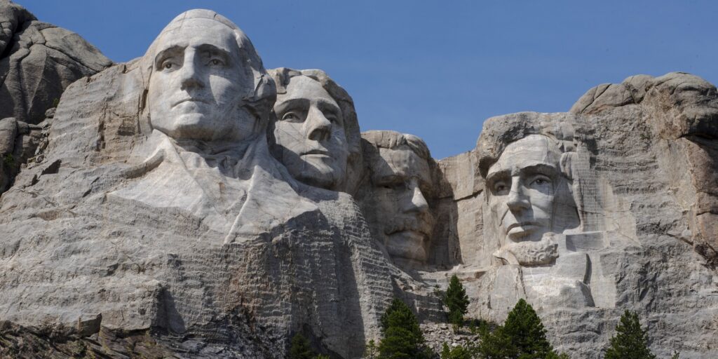 Scenery of the famous historic Mount Rushmore in South Dakota