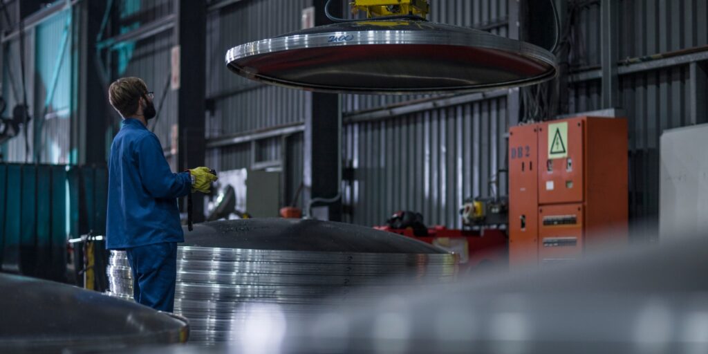 Worker working in steel factory