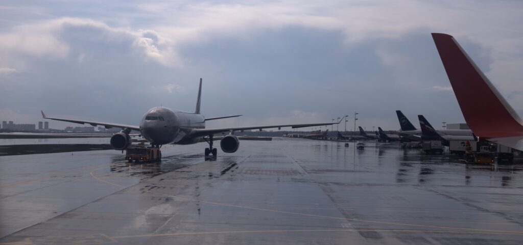 jet passenger aircraft in the parking lot at the airport