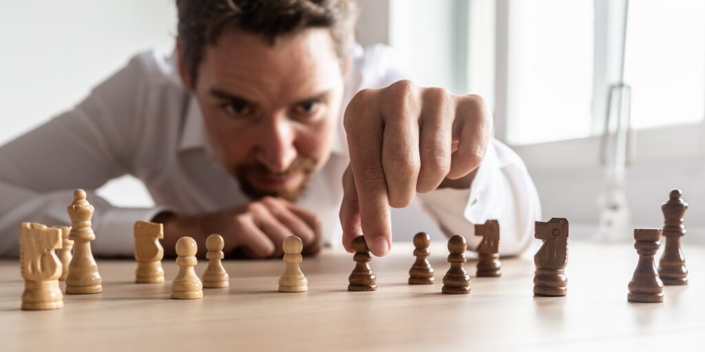 Businessman creating business strategy