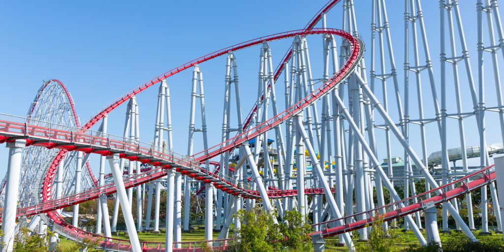 Roller coaster with sunshine