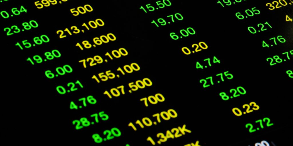 Stock market price drastically increasing on computer screen