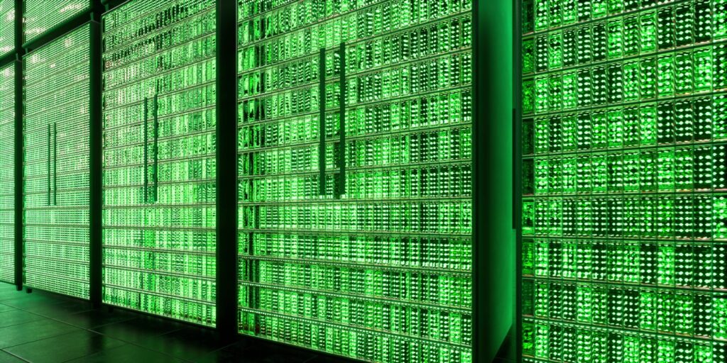 Big data servers technology background. Future technology concept Internet infrastructure 3d render