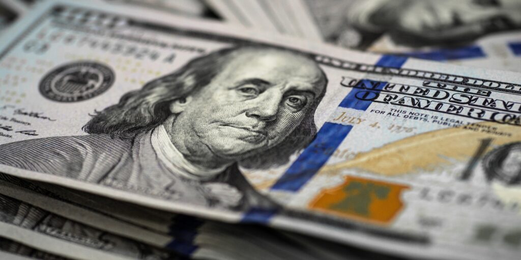 Macro shot of a 100 dollar