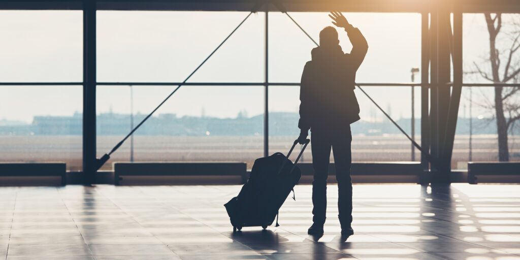 Saying goodbye at the airport