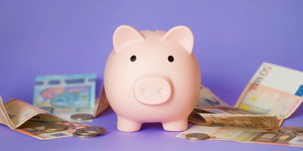 piggy bank. deposits and bank accounts for saving money euro