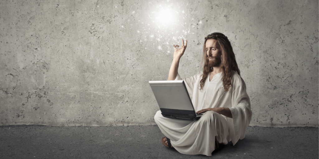 Jesus met laptop - Canva