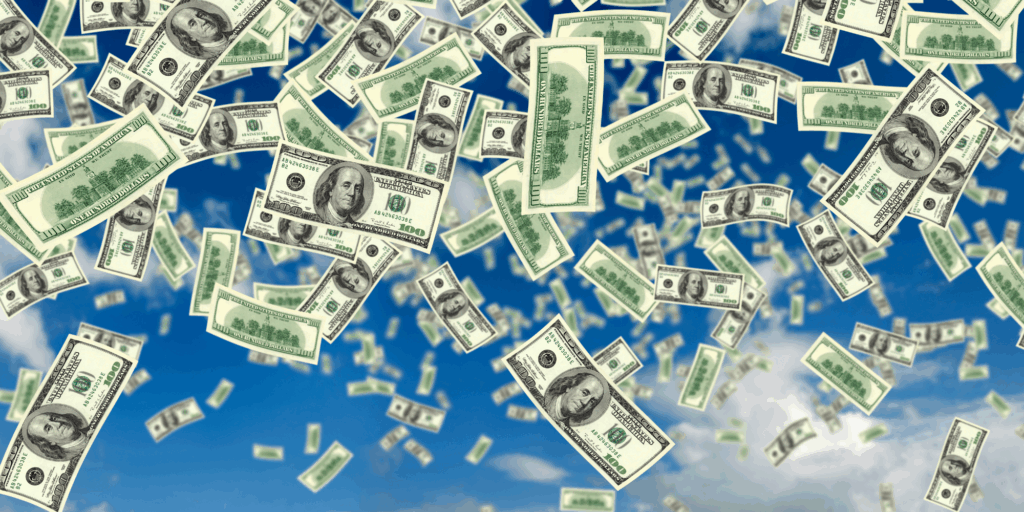 Vallend geld - Canva